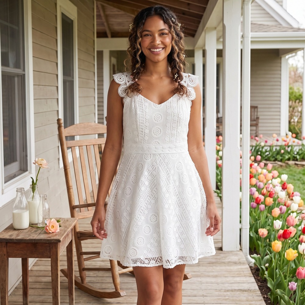 City Chic Lace Fit and Flare Dress Womens 18 White Bridal Romantic Summer
